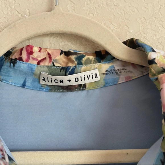 Alice + Olivia Meeko Breeze Floral Ruffled Mini Dress Button Down - Picture 3 of 5